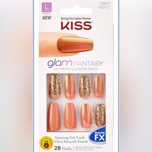 Kiss Glam Fantasy Press-On Nails - Gold and Tan